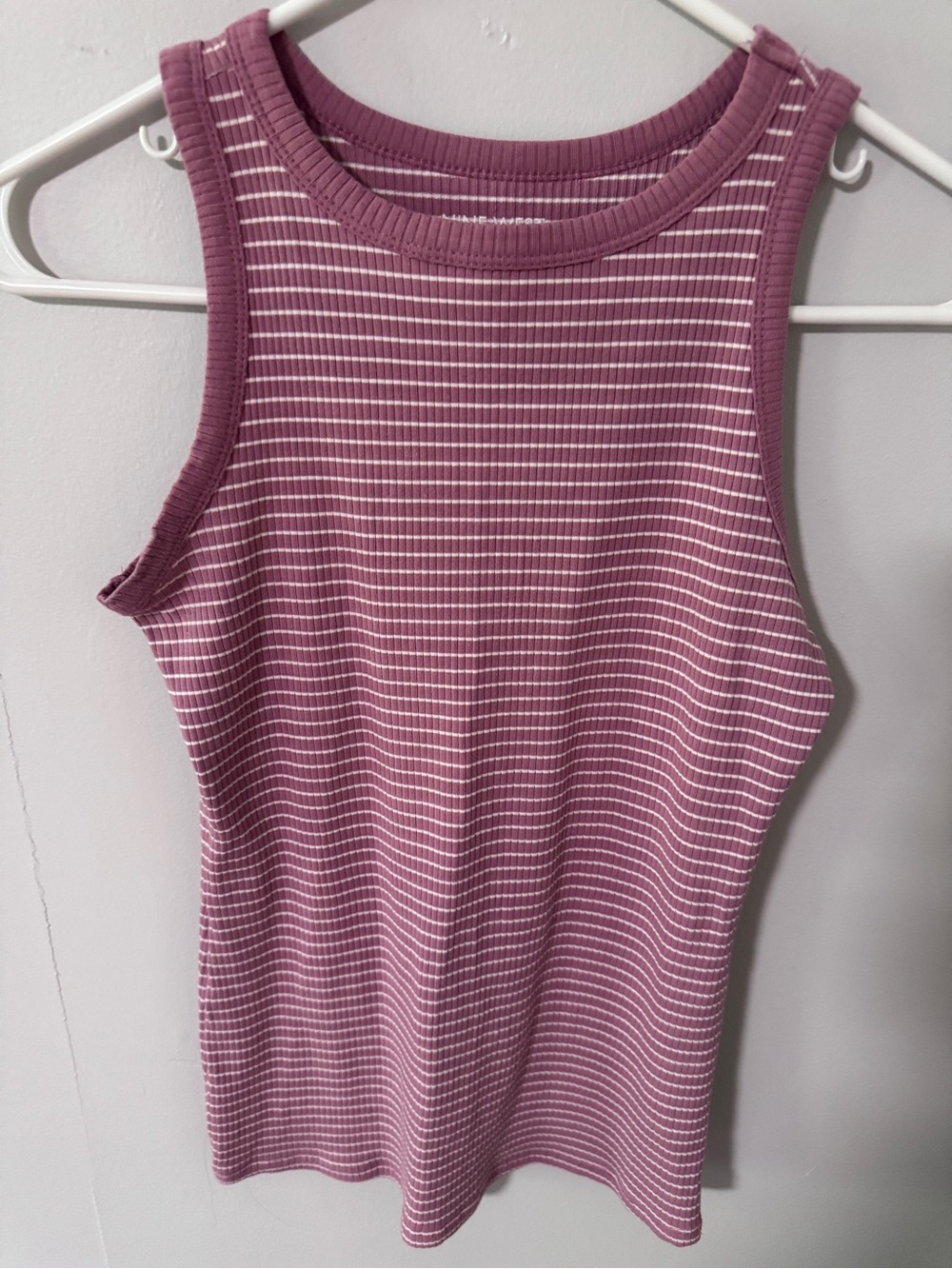 Nine West Dusty Rose and White Striped Ribbed Tank